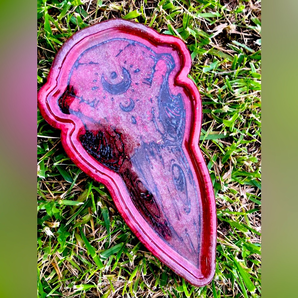 Handmade Raven Skull decorative dish